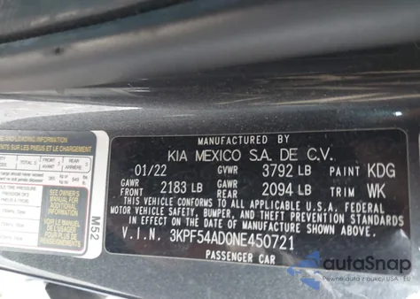 2022 Kia Forte Gt-Line from USA, damaged, VIN 3KPF54AD0NE450721